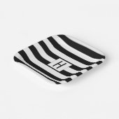 Zwart-wit Strepen Eenvoudig Monogram Papieren Bordje (Gebogen)