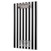 Zwart wit strepen Elegant Glam gepersonaliseerd Klembord (Links)