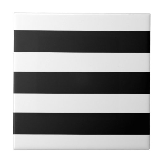 Zwart & Wit Strepen Gestreept Chic Modern Tegeltje (Voorkant)
