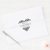 Zwart-wit strepen, gestreept patroon, bruiloft hart sticker (Envelop)