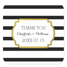 Zwart Wit Strepen Goud Bruiloft Favor Labels