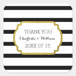 Zwart Wit Strepen Goud Bruiloft Favor Labels