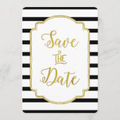 Zwart Wit Strepen Goud Bruiloft Save the Date (Achterkant)