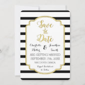 Zwart Wit Strepen Goud Bruiloft Save the Date (Voorkant)