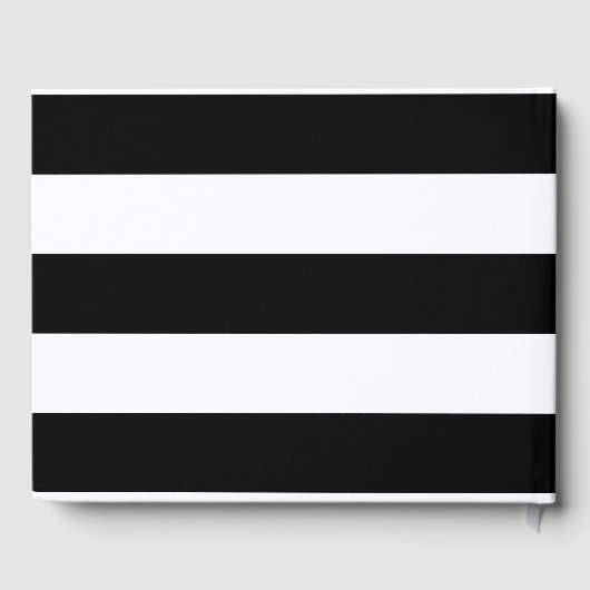 Zwart & Wit Strepen Goud Folie Bruiloft Gastenboek (Achterkant)