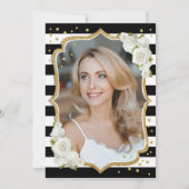 Zwart wit strepen goud foto 50e verjaardag kaart (Achterkant)