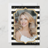 Zwart wit strepen goud foto 50e verjaardag kaart (Achterkant)