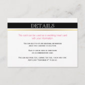 Zwart wit strepen goud, roze bruidsinsert kaart (Voorkant)