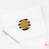 Zwart Wit Strepen & Goudfolie Waterverf Sticker (Envelop)