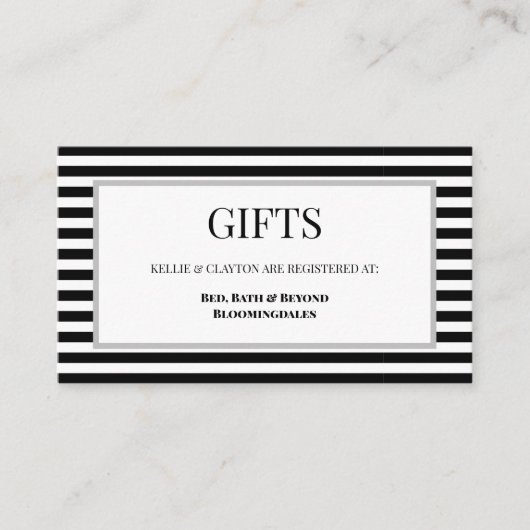 Zwart/Wit Strepen Ingelijste Gift Behuizing Kaart (Voorkant)