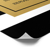 Zwart Wit Strepen Klassieke Gouden Service Menu Poster (Hoek)