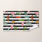  Zwart Wit Strepen met Flamingo Cactus Bad Handdoek (Handdoek)