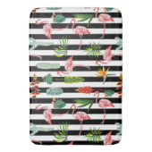 Zwart Wit Strepen met Flamingo Cactus Badmat (Voorkant Verticaal)