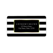 Zwart & Wit Strepen met Goud Lijst Label (Voorkant)