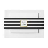 Zwart & Wit Strepen met Goud Lijst Label Custom Uitnodigingen Wikkel (Voorkant Voorbeeld)