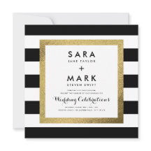 Zwart & Wit Strepen met Gouden Folie Bruiloft