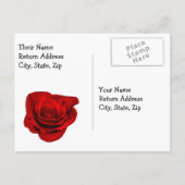 Zwart & Wit Strepen met Rode Rose Bruiloft RSVP Uitnodiging Briefkaart (Achterkant)