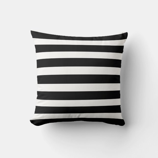 Zwart & Wit Strepen Modern Chic Kussen (Voorkant)