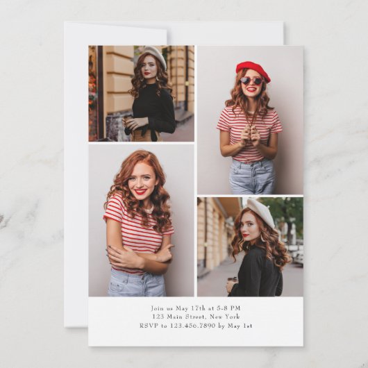 Zwart wit strepen Modern minimalistisch Afstuderen Kaart (Achterkant)