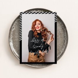 Zwart wit strepen Modern minimalistisch Afstuderen Kaart