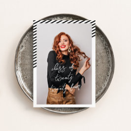 Zwart wit strepen Modern minimalistisch Afstuderen Kaart