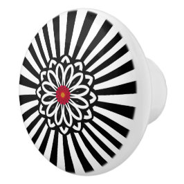 Zwart & Wit Strepen Moderne Retro Keramische Knop