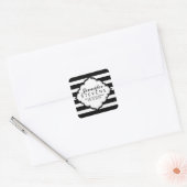 Zwart & Wit Strepen Patroon Bruiloft Sticker (Envelop)
