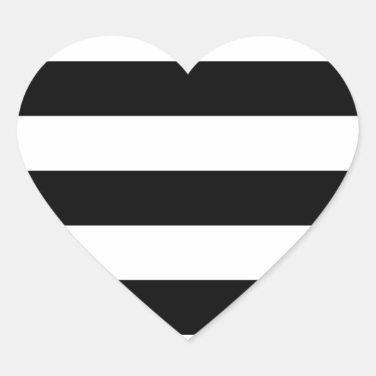zwart wit strepen patroon hart sticker (Voorkant)