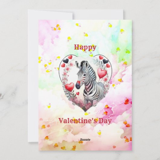 Zwart Wit Strepen Romantische Zebra Valentijnsdag Feestdagenkaart (Achterkant)