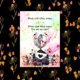 Zwart Wit Strepen Romantische Zebra Valentijnsdag Feestdagenkaart