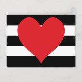 Zwart-wit Strepen Rood Hart Briefkaart (Voorkant)
