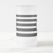 Zwart & Wit Strepen Roze Bloemen Monogram Matglas Bierpul (Center)