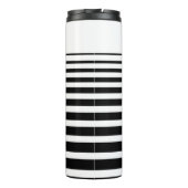 Zwart & Wit Strepen Roze Bloemen Monogram Thermosbeker (Achterkant)