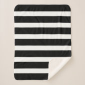 Zwart-wit Strepen Roze Monogram Sherpa Deken (Voorkant)