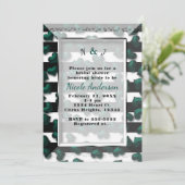 Zwart wit strepen & smaragdgroene harten Vrijgezel Kaart (Staand voorkant)