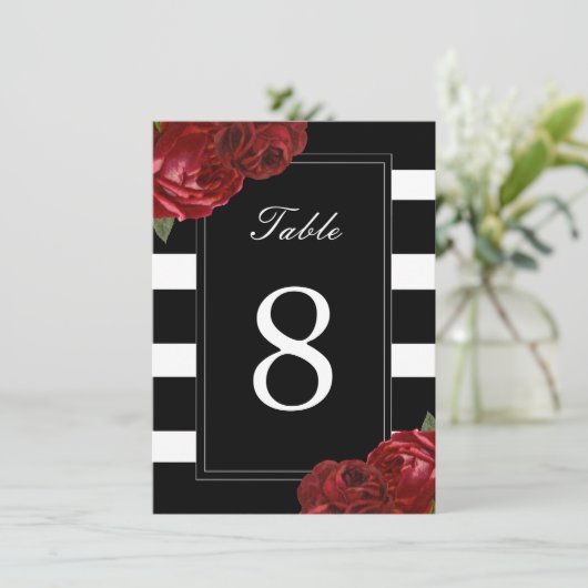 Zwart-wit Strepen Tafelnummers (Staand voorkant)