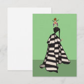 Zwart & Wit Strepen Vrouw Mode Kunstkaart (Voorkant / Achterkant)