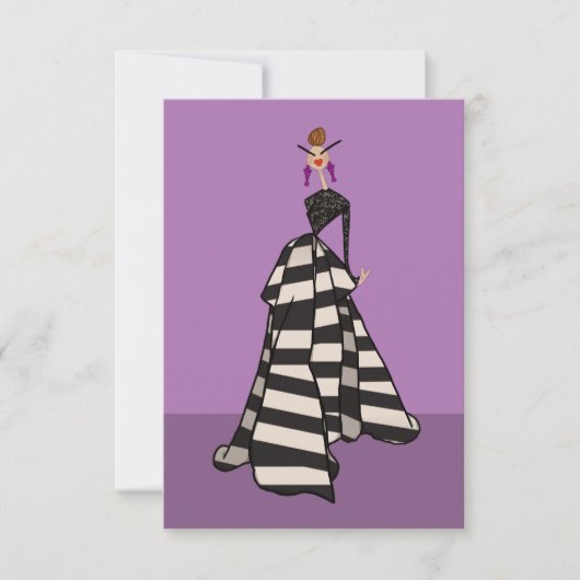 Zwart & Wit Strepen Vrouw Mode Platte Kaart (Voorkant)