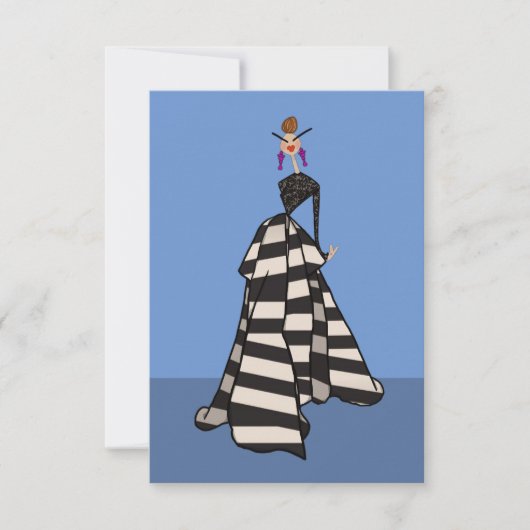 Zwart & Wit Strepen Vrouw Mode Platte Kaart (Voorkant)