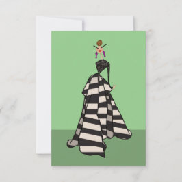 Zwart & Wit Strepen Vrouw Mode Platte Kaart