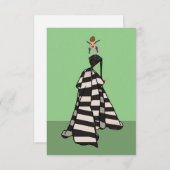 Zwart & Wit Strepen Vrouw Mode Platte Kaart (Voorkant / Achterkant)