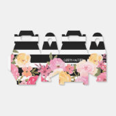 Zwart Wit Strepen Waterverf Bloemen Bruiloft Bedankdoosjes (Uitgevouwen)