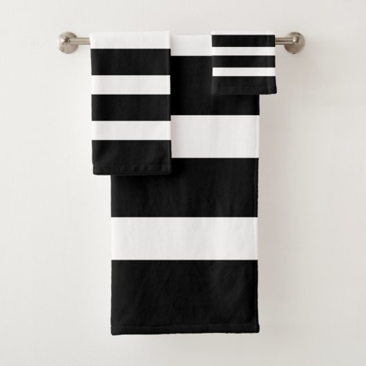 Zwart-wit strepenpatroon bad handdoek (Insitu)