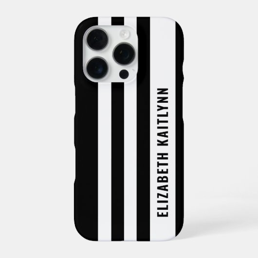 Zwart-wit strepenpatroon Persoonlijk iPhone Hoesje (Achterkant)