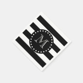 Zwart-wit strepenpatroon, Zwart monogram Servet (Hoek)