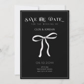 Zwart-wit strik lint bruiloft save the date (Voorkant)