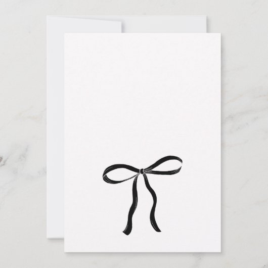 Zwart-wit strik lint bruiloft save the date (Achterkant)