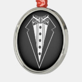 Zwart-wit strikdas met smoking metalen ornament (Links)