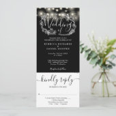 Zwart-wit string lichten allemaal in één bruiloft kaart (Staand voorkant)