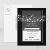 Zwart-wit string lichten bruiloft RSVP Uitnodiging Briefkaart (Voorkant / Achterkant)